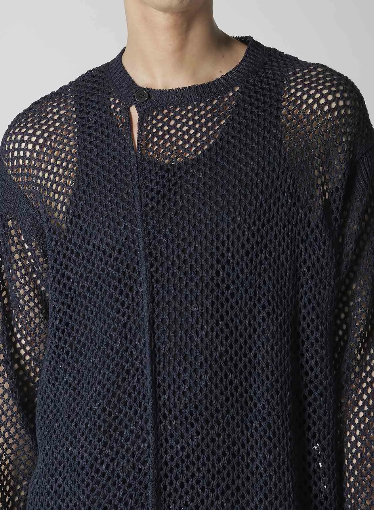 5G HEMMED PATTERN MESH PANEL PULLOVER sold by Yohji Yamamoto product image thumbnail 5