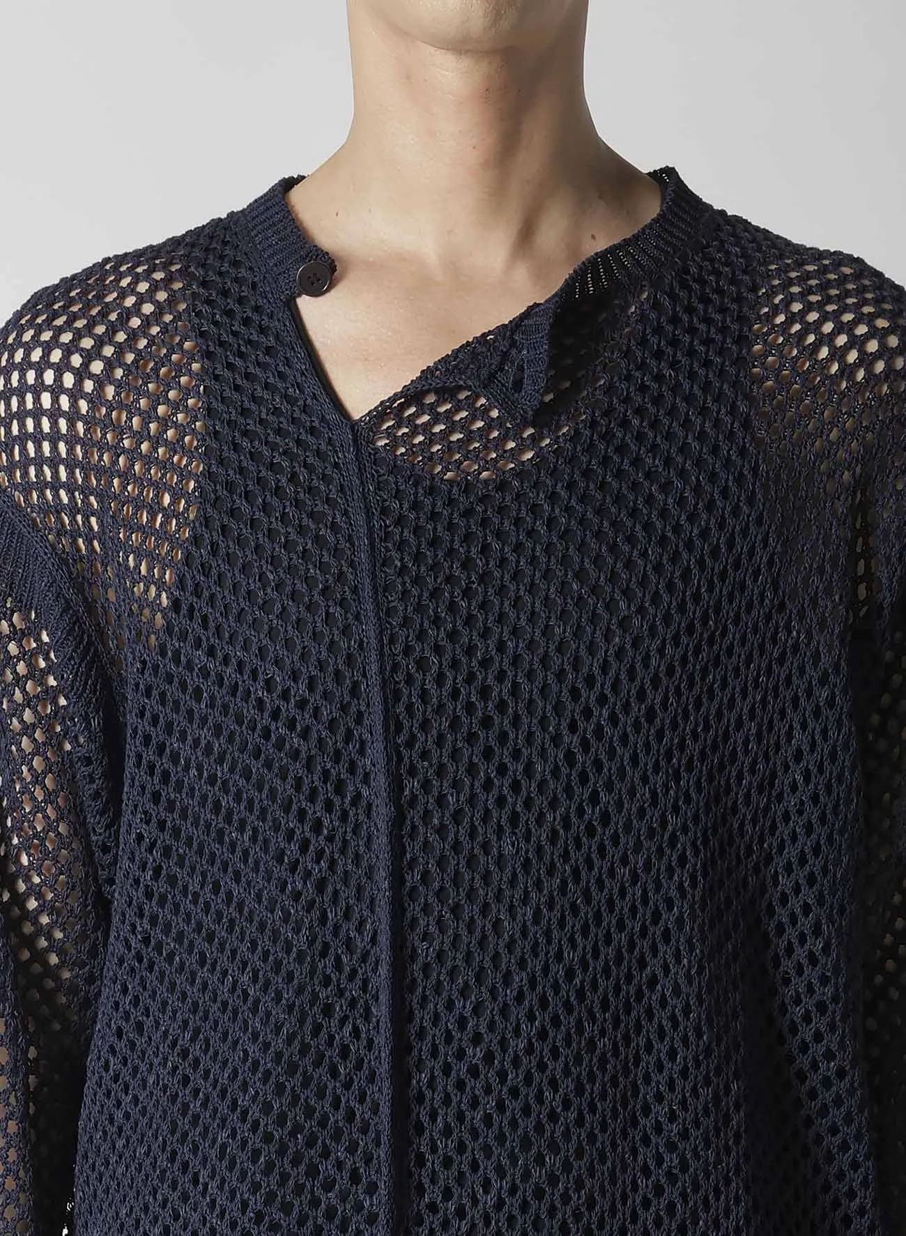 5G HEMMED PATTERN MESH PANEL PULLOVER sold by Yohji Yamamoto product image thumbnail 4