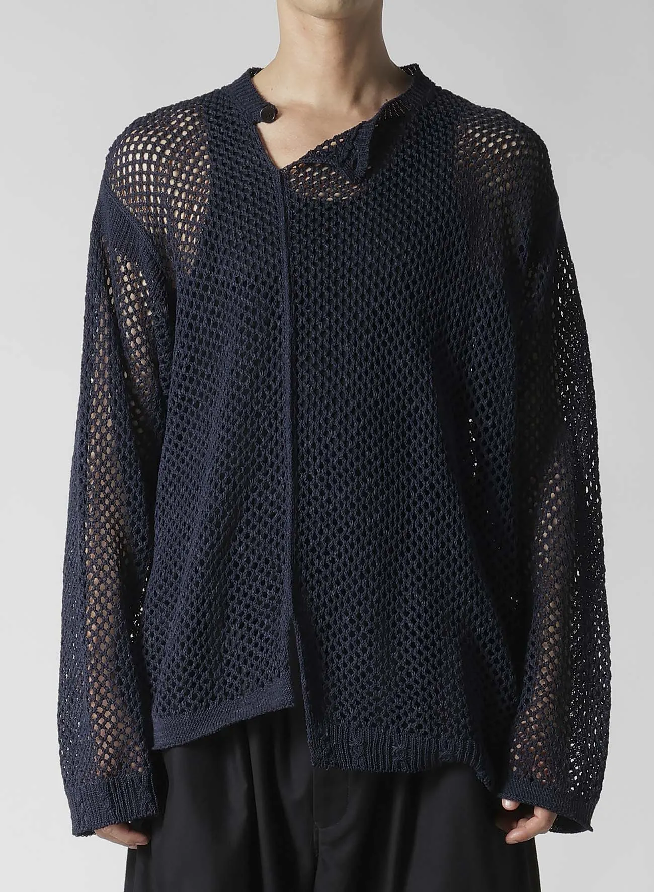 5G HEMMED PATTERN MESH PANEL PULLOVER sold by Yohji Yamamoto product image thumbnail 2