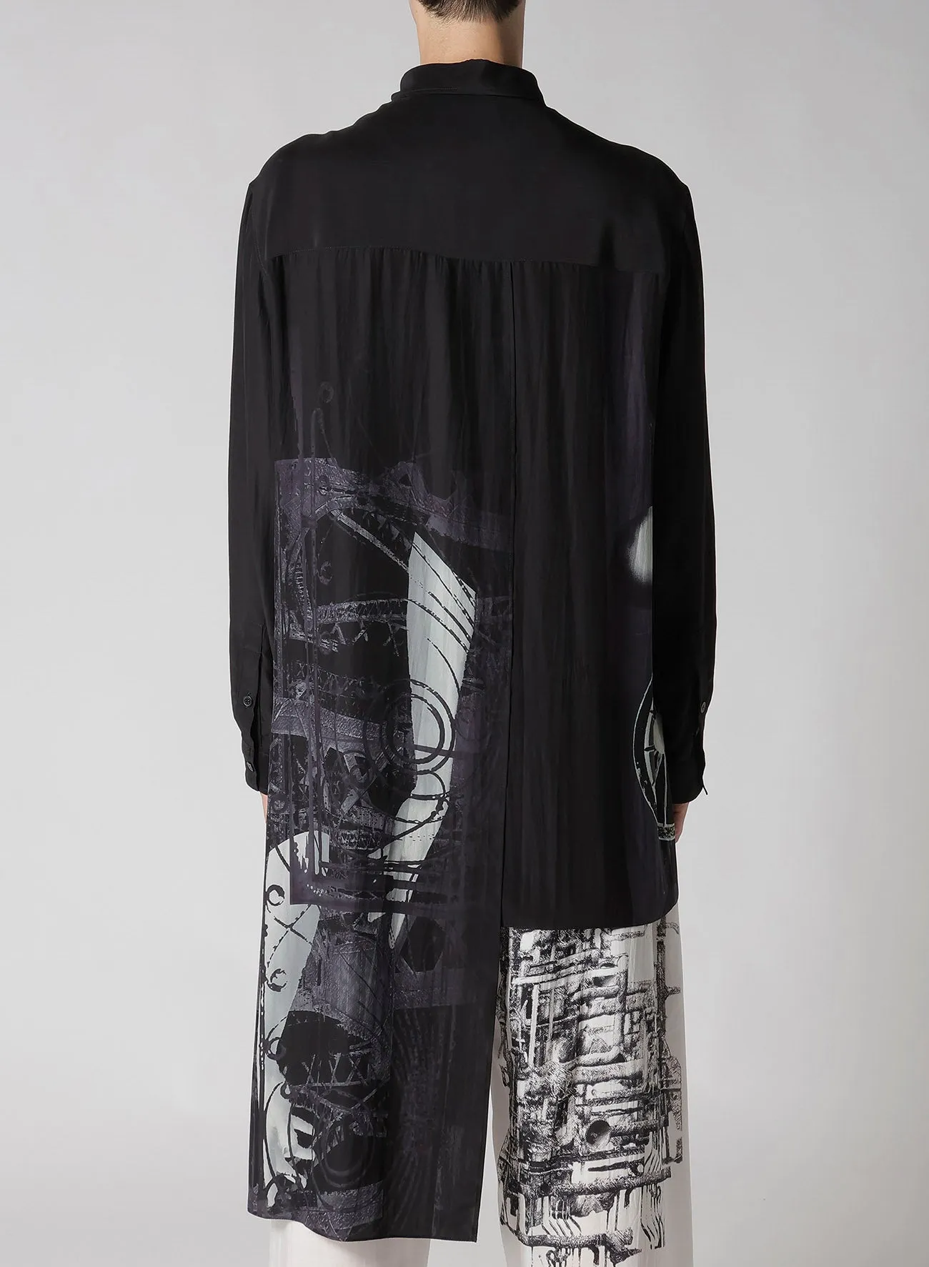 WHEEL PRINTED ASYMMETRY BLOUSE sold by Yohji Yamamoto product image thumbnail 3