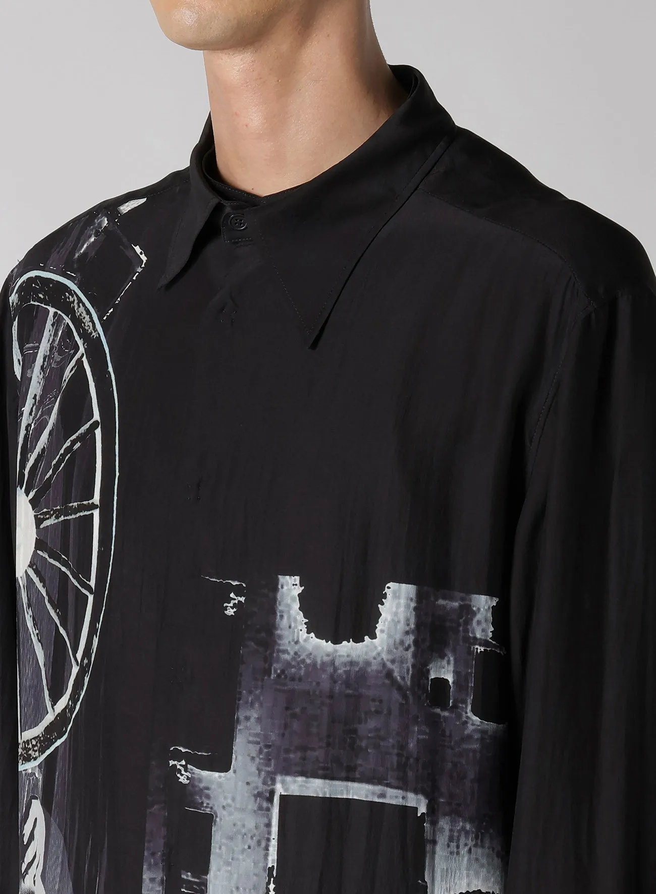 WHEEL PRINTED ASYMMETRY BLOUSE sold by Yohji Yamamoto product image thumbnail 4