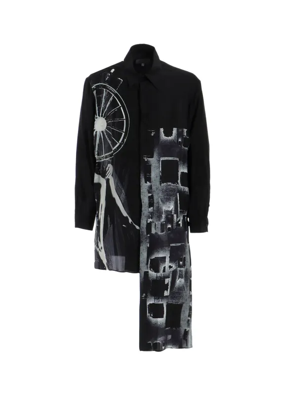 WHEEL PRINTED ASYMMETRY BLOUSE made by Yohji Yamamoto