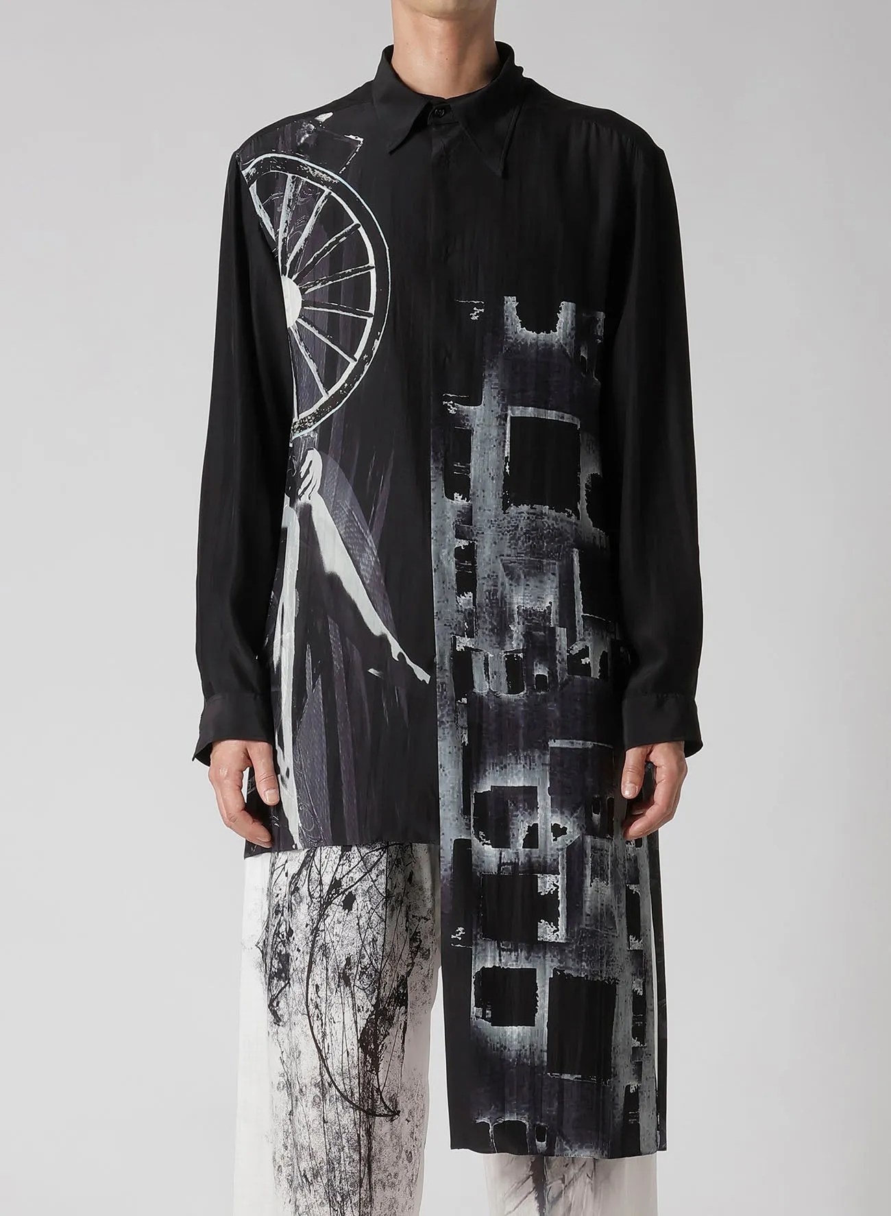 WHEEL PRINTED ASYMMETRY BLOUSE sold by Yohji Yamamoto product image thumbnail 2