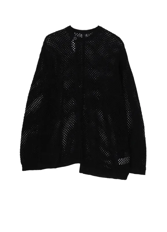 5G HEMMED PATTERN MESH PANEL PULLOVER sold by Yohji Yamamoto