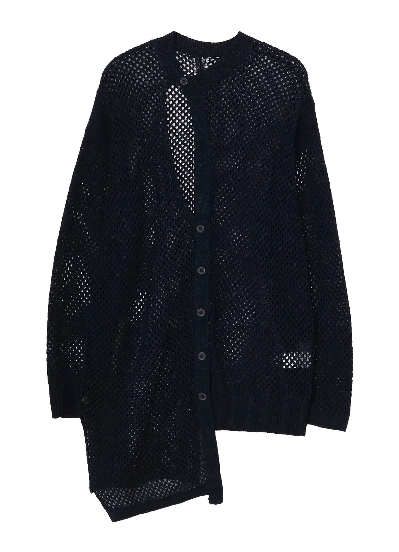 5G HEMMED PATTERN MESH ASYMMETRIC CARDIGAN sold by Yohji Yamamoto product image thumbnail 2