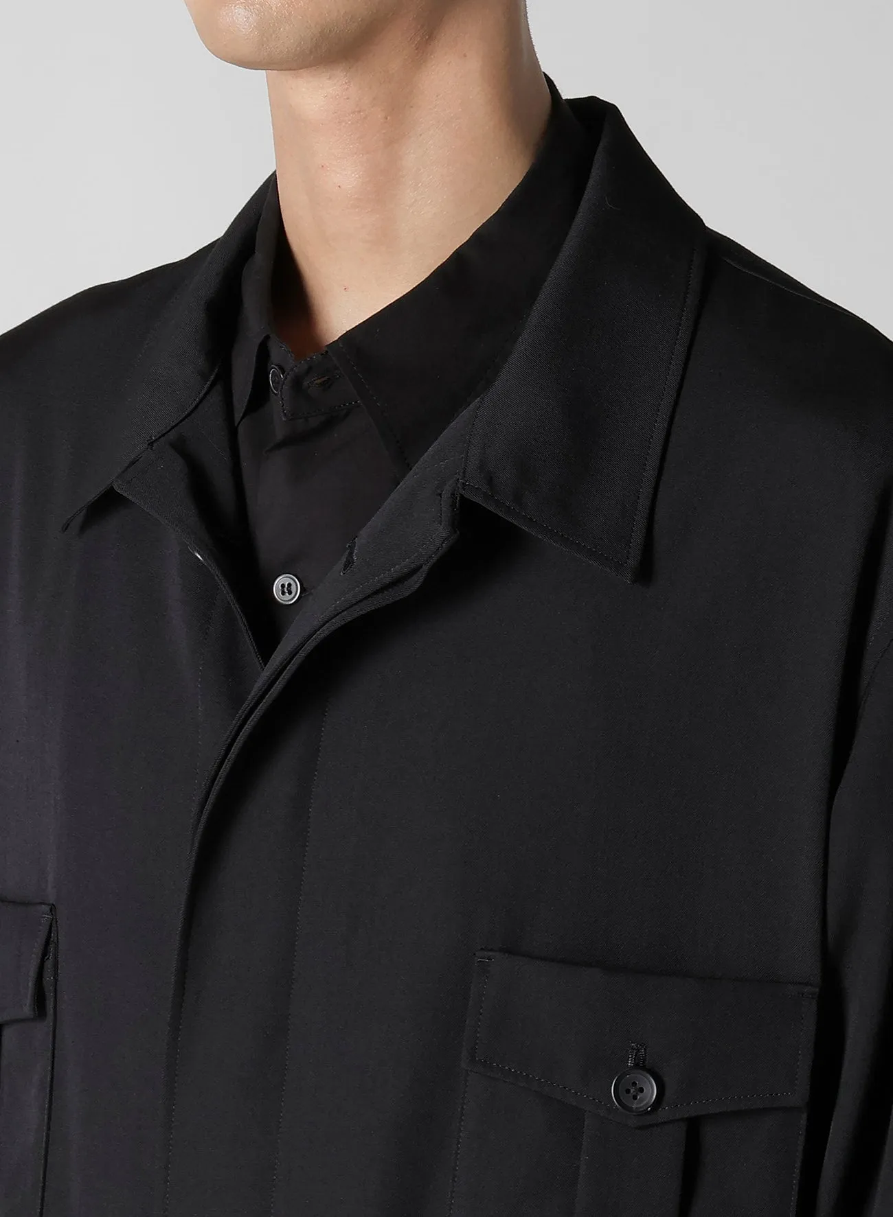 WOOL GABARDINE DOUBLE PLACKET JUMPSUIT sold by Yohji Yamamoto product image thumbnail 3