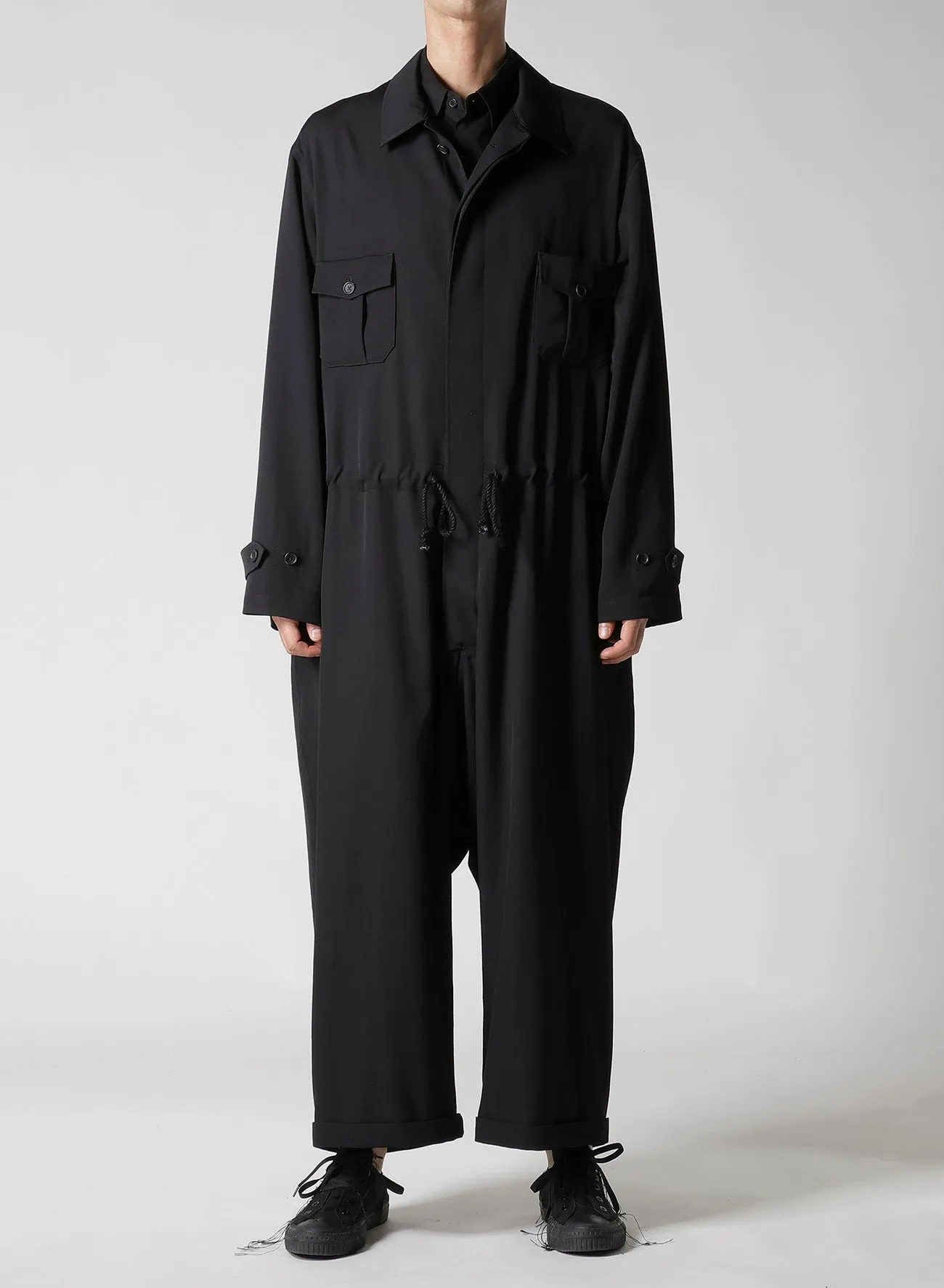 WOOL GABARDINE DOUBLE PLACKET JUMPSUIT sold by Yohji Yamamoto product image thumbnail 2