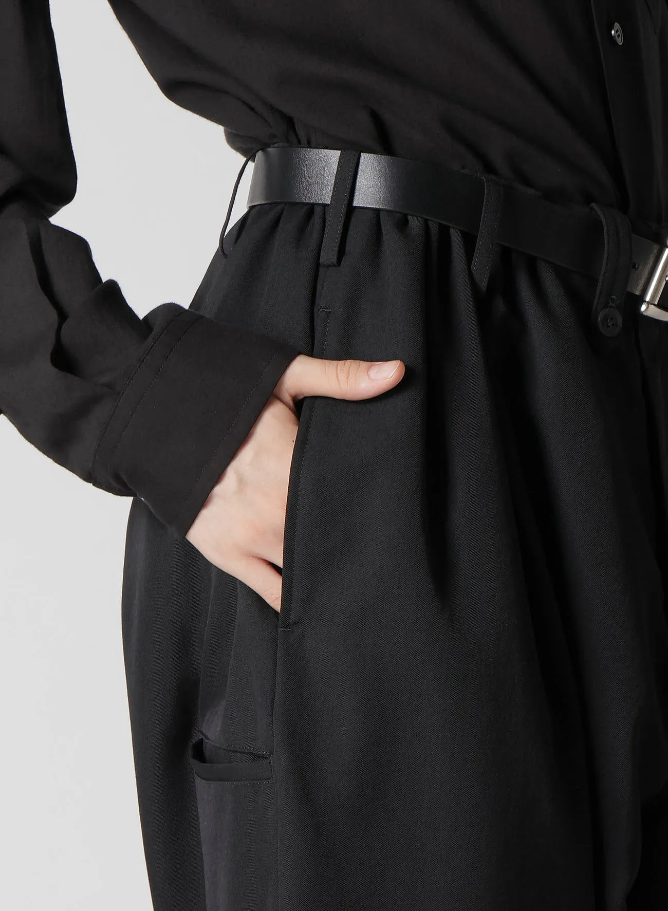 WOOL GABARDINE NEW STANDARD 2TUCKS STRING PANTS sold by Yohji Yamamoto product image thumbnail 4