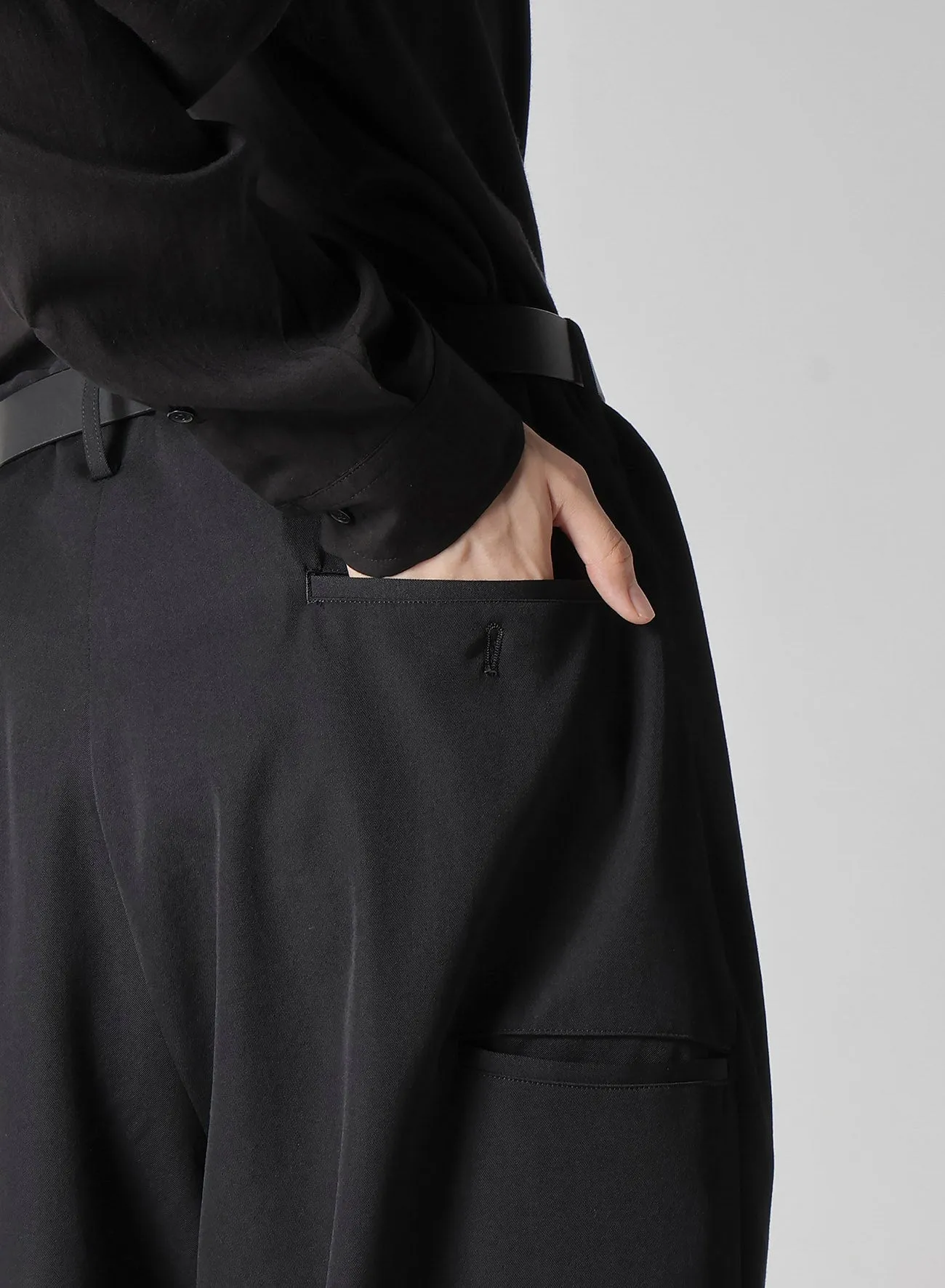 WOOL GABARDINE NEW STANDARD 2TUCKS STRING PANTS sold by Yohji Yamamoto product image thumbnail 5