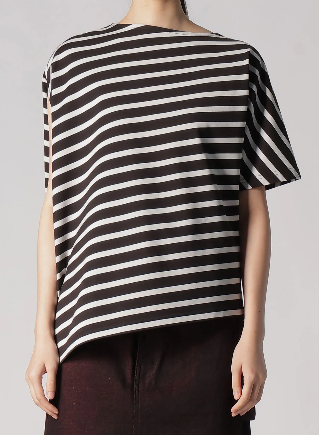 STRIPE PLAIN STITCH HALF SLEEVE ARRANGED T sold by Yohji Yamamoto product image thumbnail 4