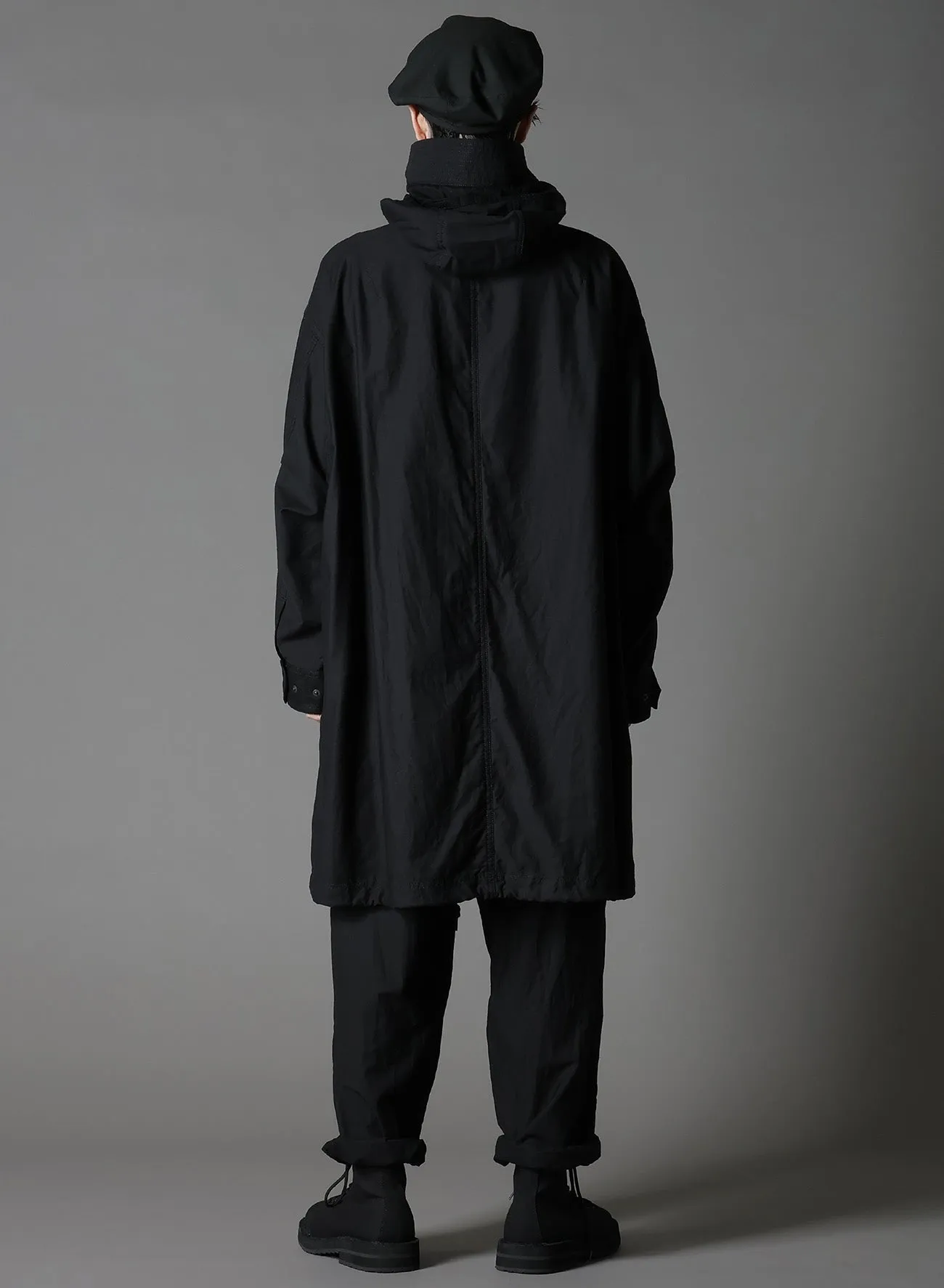 WIDE TWILL HIGH NECK HOODED MODS COAT sold by Yohji Yamamoto product image thumbnail 5