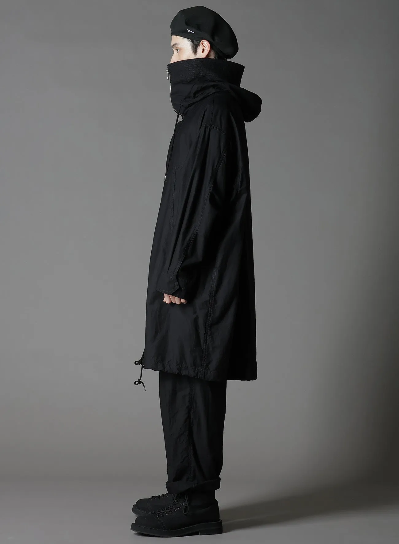 WIDE TWILL HIGH NECK HOODED MODS COAT sold by Yohji Yamamoto product image thumbnail 4