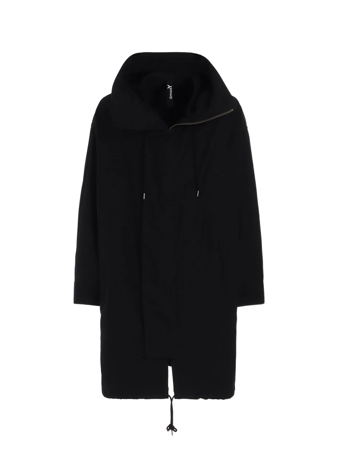 WIDE TWILL HIGH NECK HOODED MODS COAT sold by Yohji Yamamoto