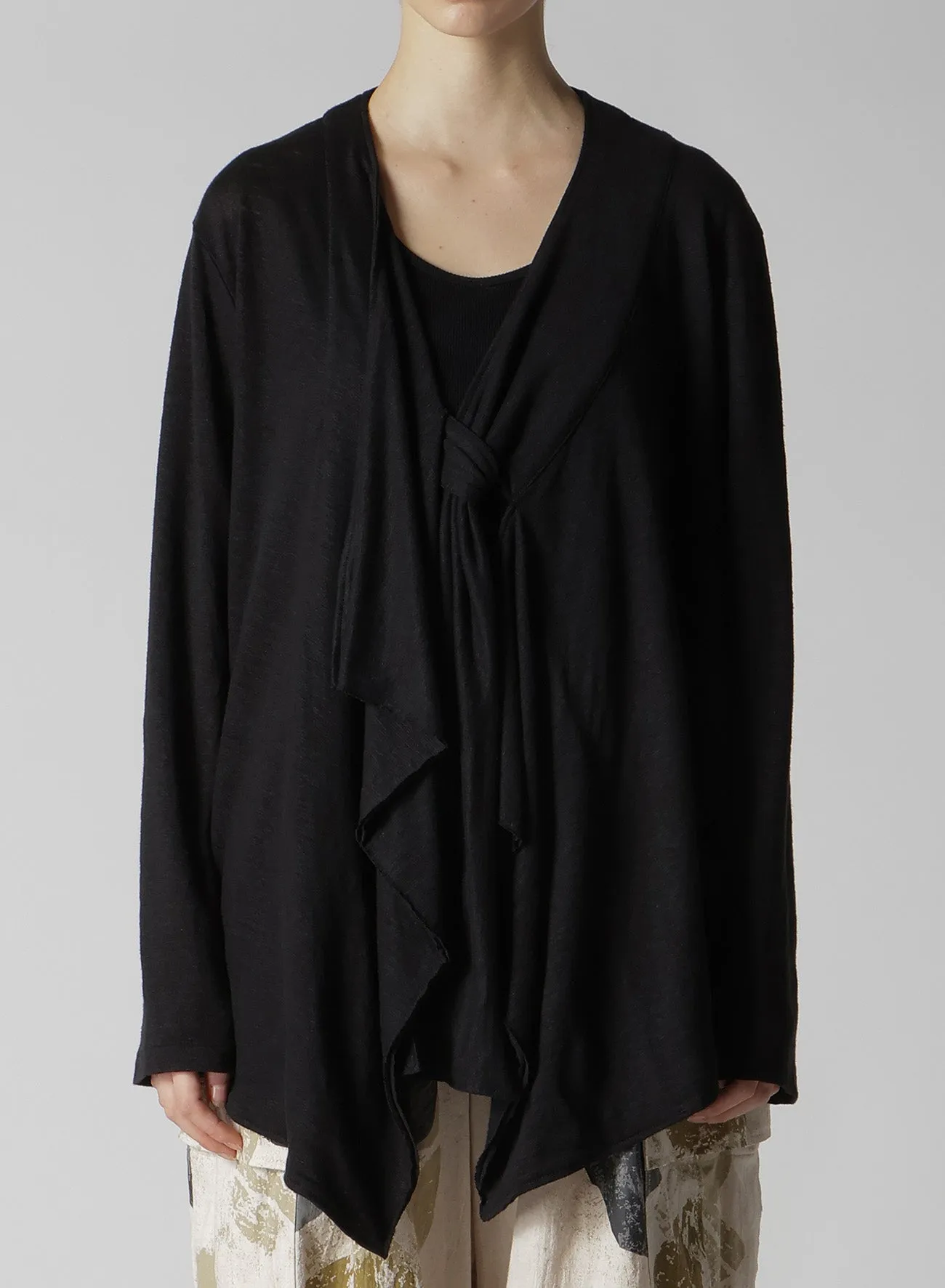 LINEN JERSEY FRONT TIE LIKE CARDIGAN sold by Yohji Yamamoto product image thumbnail 4