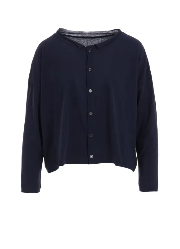 HARD TWISTED JERSEY CURLED COLLAR CROPPED CARDIGAN made by Yohji Yamamoto