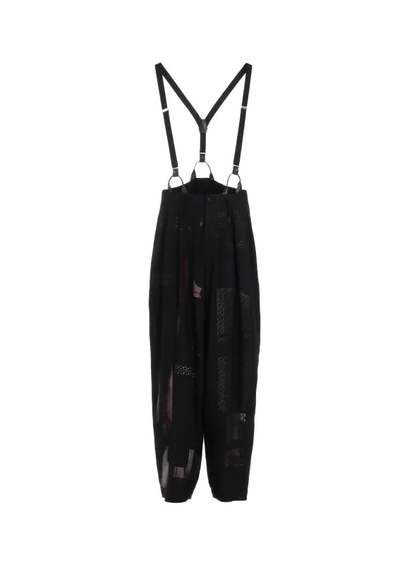 CU/DUNGAREE TWILL DARK NEON PRINT SUSPENDER PANTS made by Yohji Yamamoto