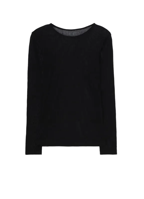 CELLULOSE TULLE WIDE NECKLINE LONG SLEEVE T sold by Yohji Yamamoto