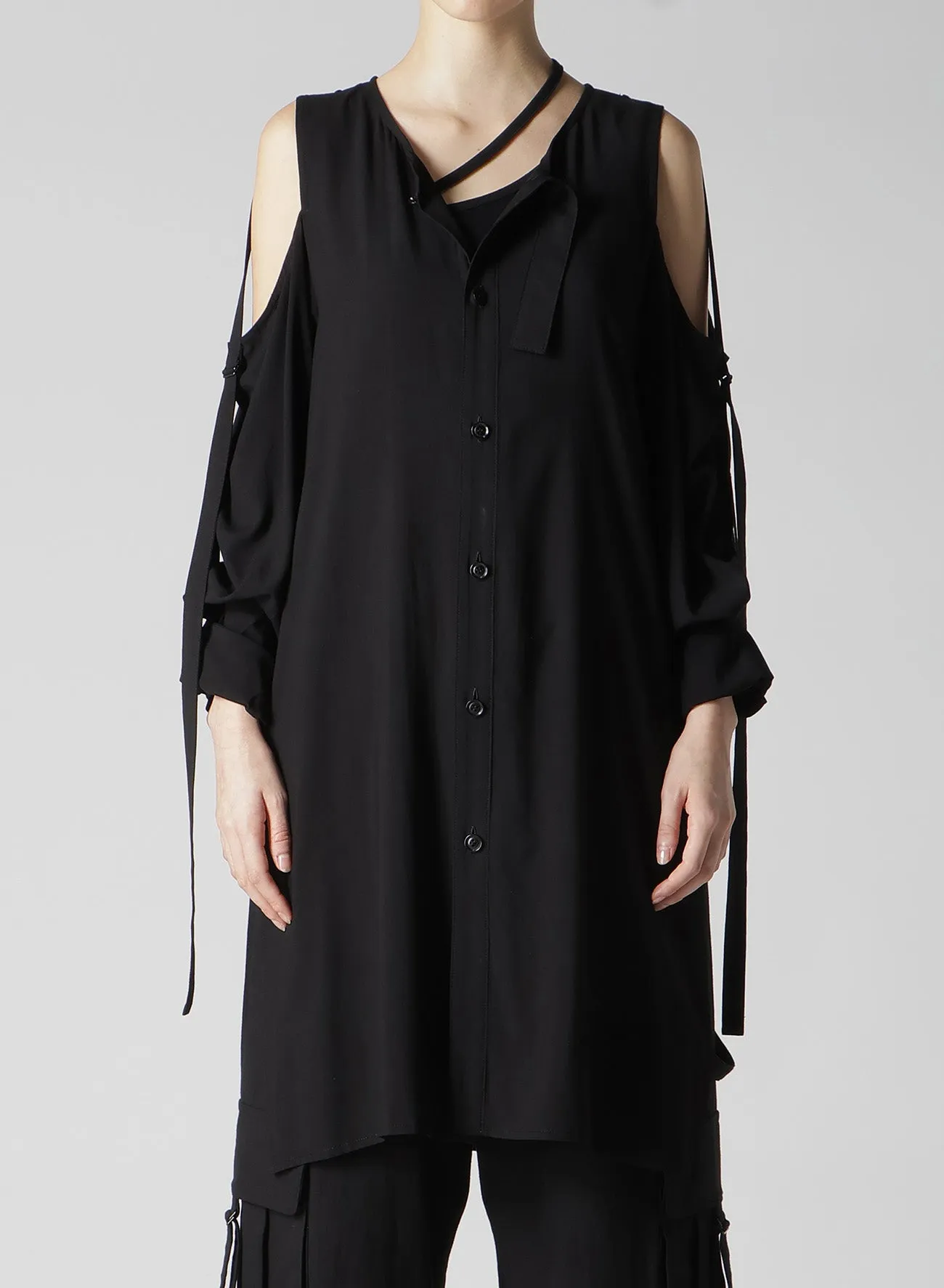 RAYON/CAMBRIC OPEN SHOULDER BLOUSE sold by Yohji Yamamoto product image thumbnail 4