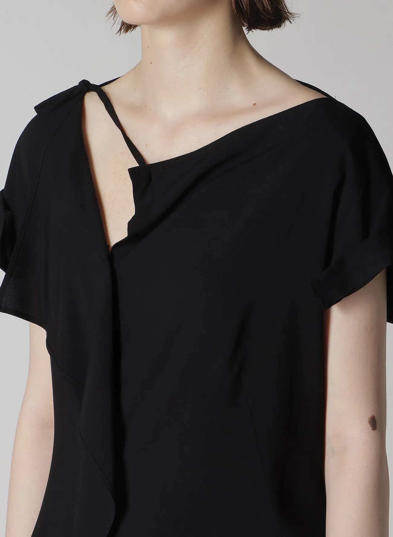 RAYON/CAMBRIC RIGHT SIDE DRAPE BLOUSE sold by Yohji Yamamoto product image thumbnail 5