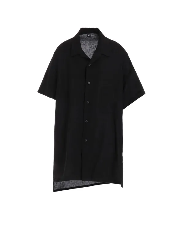 RAYON/LINEN SHEETING ASYMMETERIC OPEN COLLAR BLOUSE sold by Yohji Yamamoto