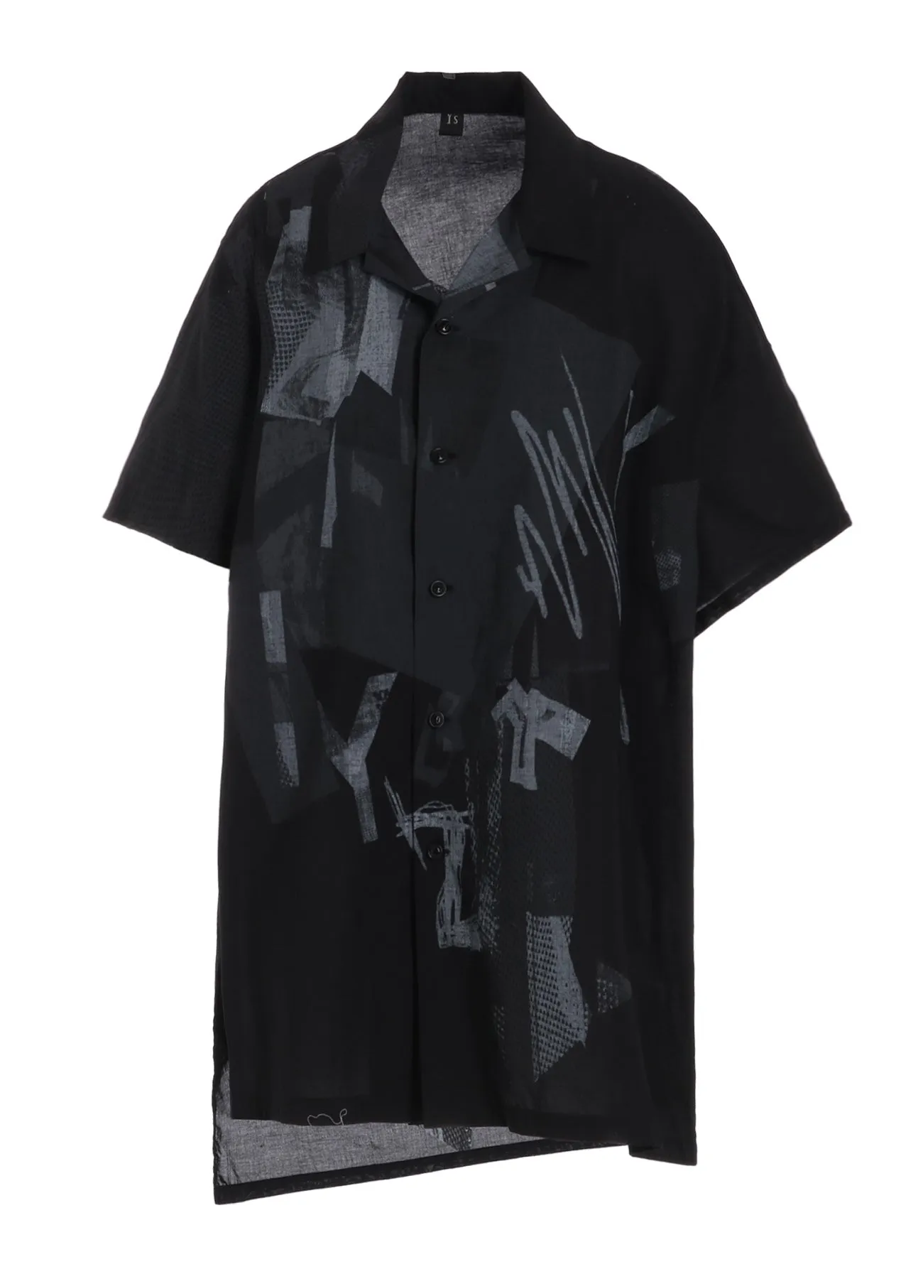 Y'S COLLAGE PRINT ASYMMETRIC OPEN COLLAR BLOUSE sold by Yohji Yamamoto product image thumbnail 2