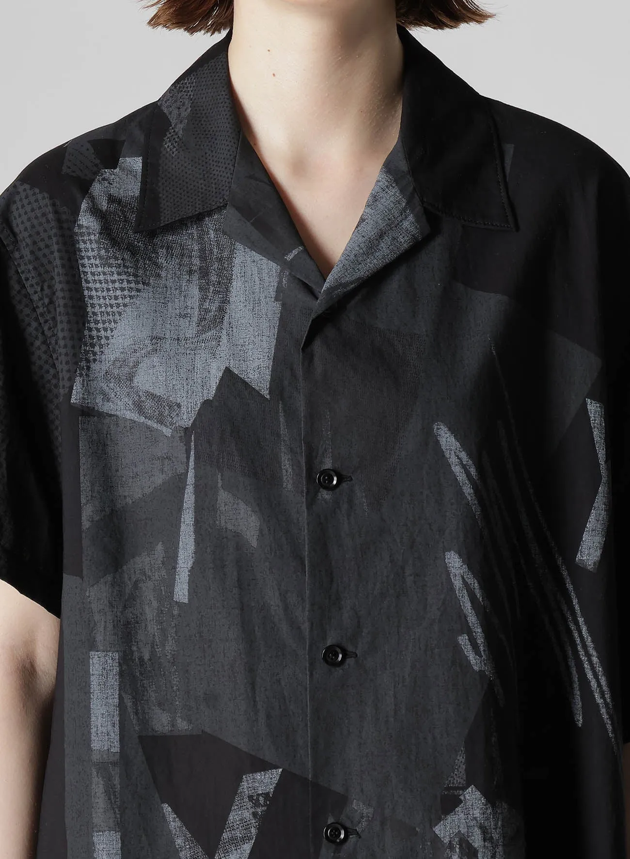 Y'S COLLAGE PRINT ASYMMETRIC OPEN COLLAR BLOUSE sold by Yohji Yamamoto product image thumbnail 5