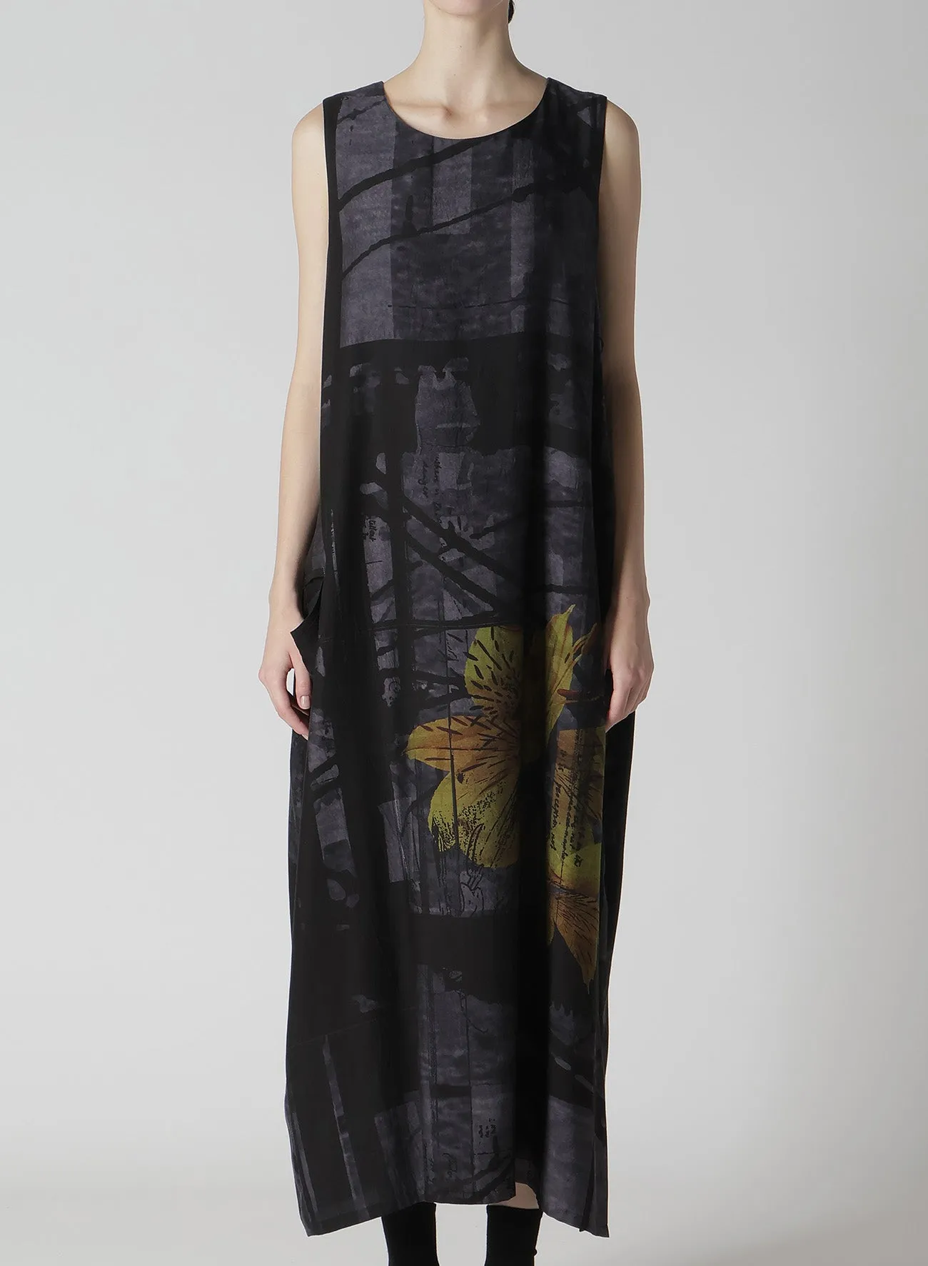 FLOWER&CABLE PRINT SLEEVELESS DRESS sold by Yohji Yamamoto product image thumbnail 4
