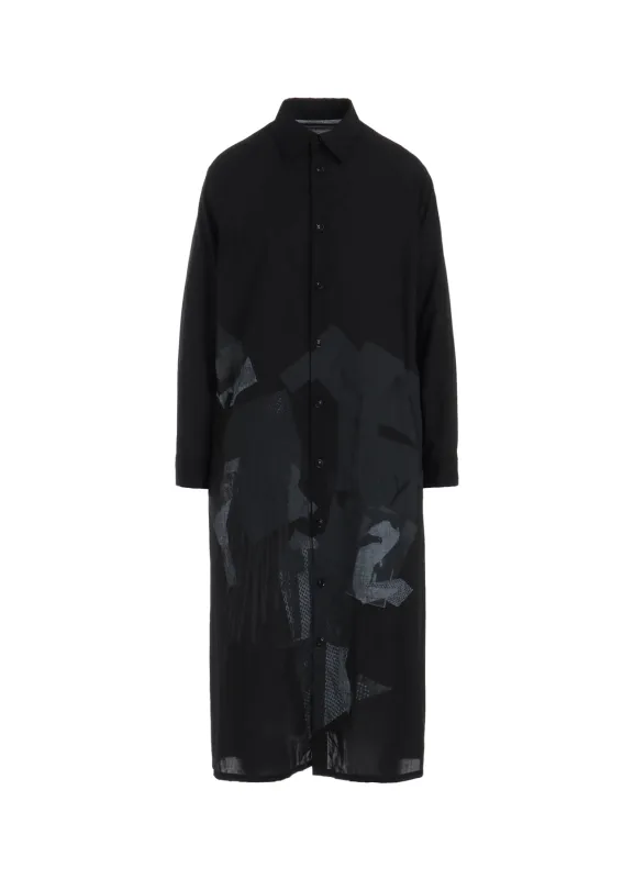 Y'S COLLAGE PRINT ARRANGED SHIRT DRESS sold by Yohji Yamamoto
