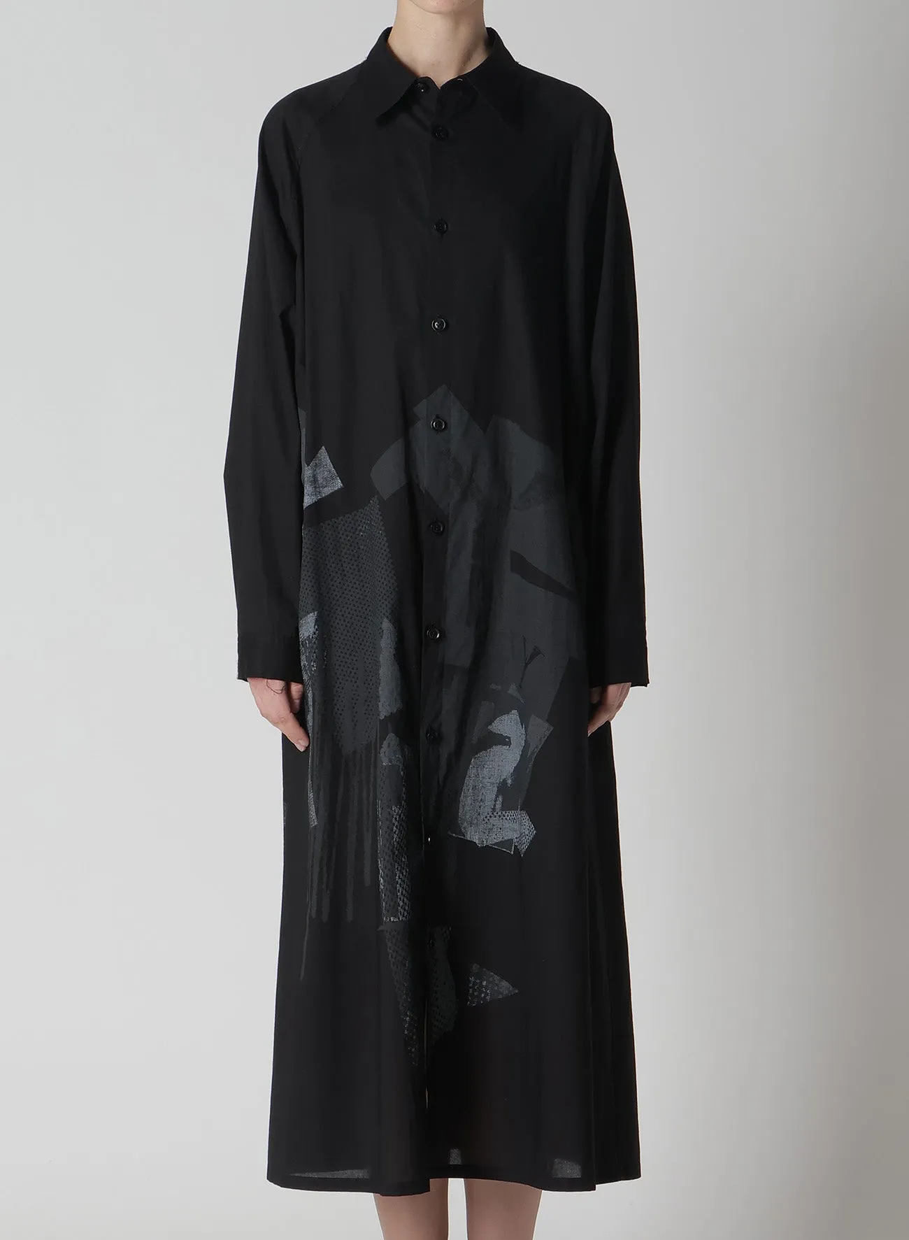 Y'S COLLAGE PRINT ARRANGED SHIRT DRESS sold by Yohji Yamamoto product image thumbnail 4