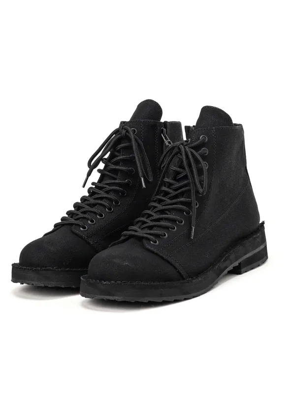 COTTON CANVAS LACE-UP BIKER BOOTS sold by Yohji Yamamoto