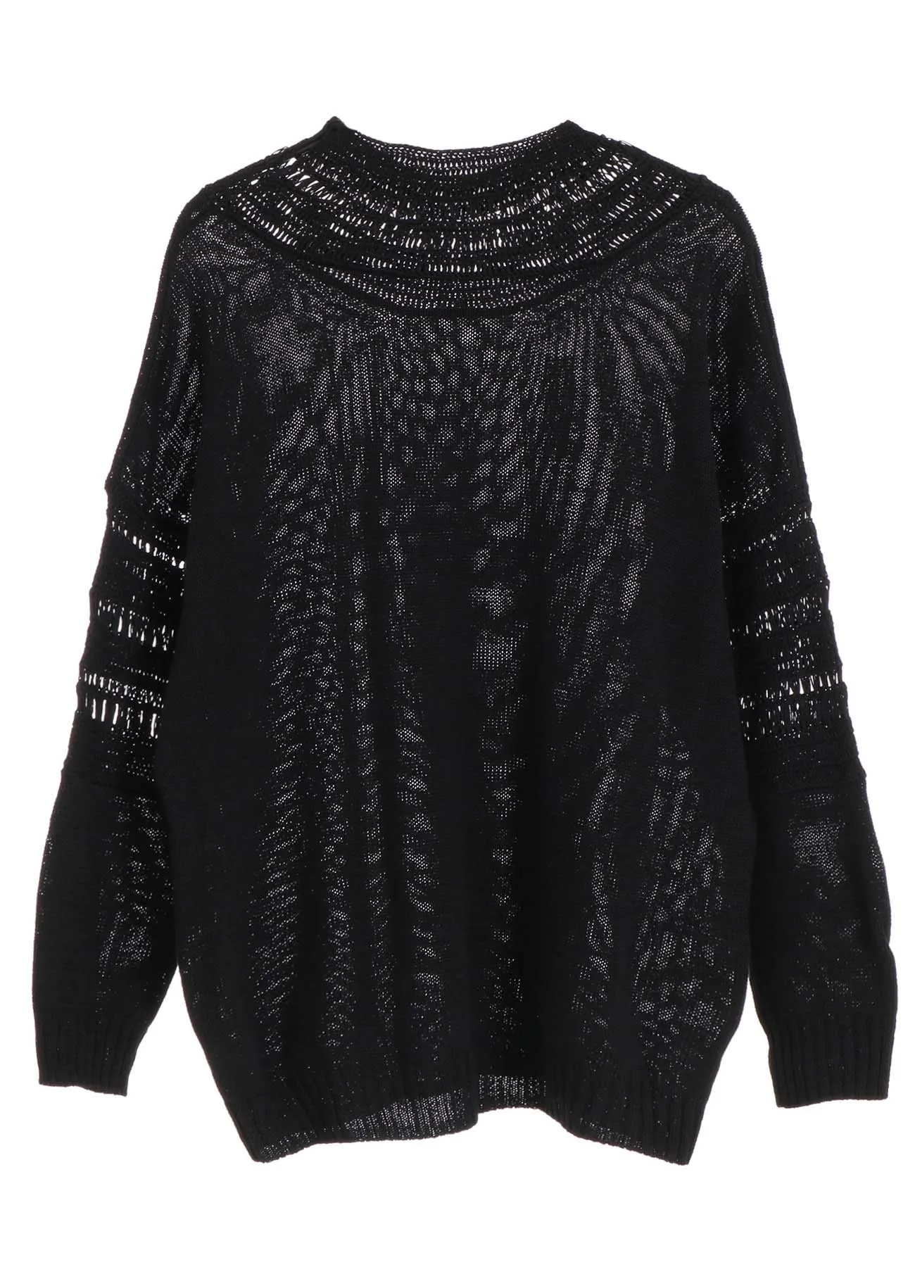 JERSEY+BROAD STITCH CROCHET LONG SLEEVE PULLOVER sold by Yohji Yamamoto product image thumbnail 4