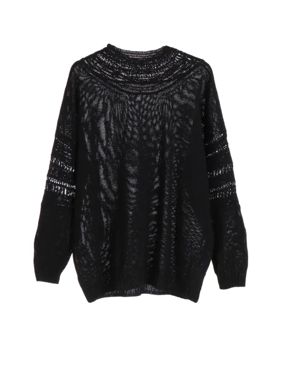 JERSEY+BROAD STITCH CROCHET LONG SLEEVE PULLOVER sold by Yohji Yamamoto