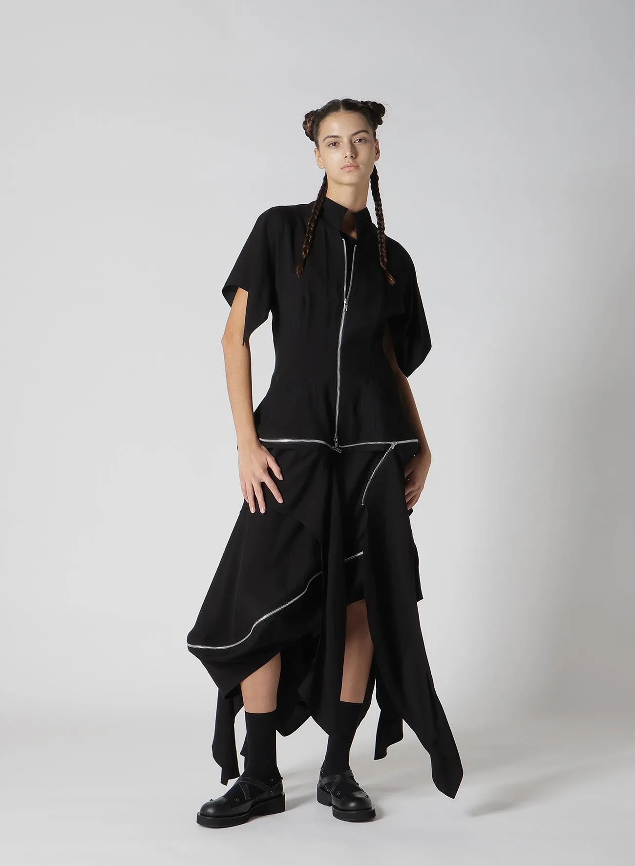 HARD TWIST GABARDINE ZIP PANELED SKIRT sold by Yohji Yamamoto product image thumbnail 4