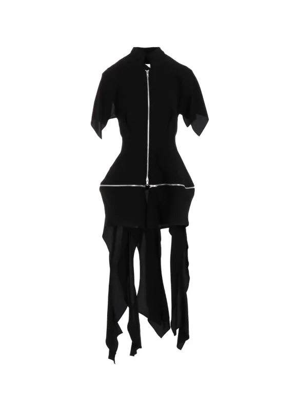 HARD TWIST GABARDINE PANELED ZIP JACKET sold by Yohji Yamamoto