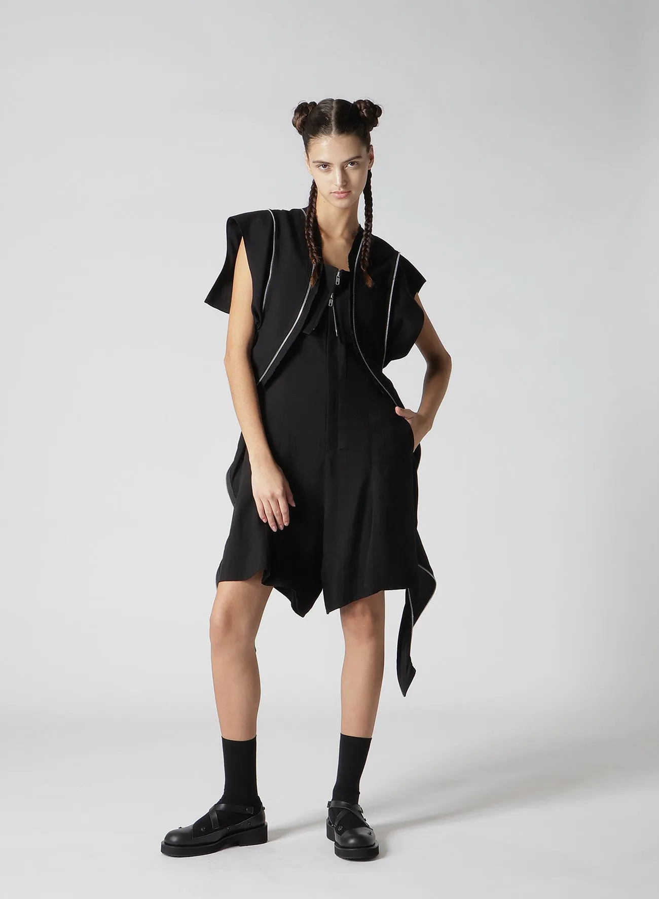 HARD TWIST GABARDINE BACK RIBBON SHORT OVEALLS sold by Yohji Yamamoto product image thumbnail 4