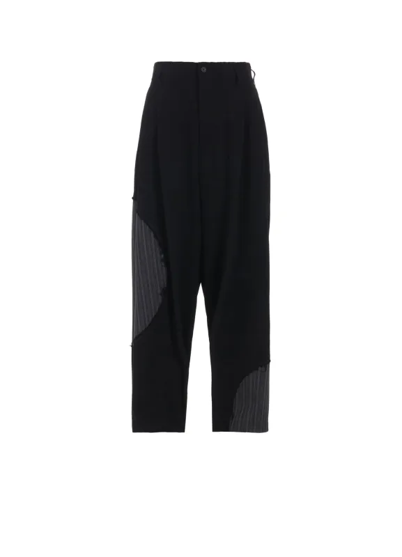 WASHER WOOL GABARDINE CUT-OUT STRIPED PANTS sold by Yohji Yamamoto