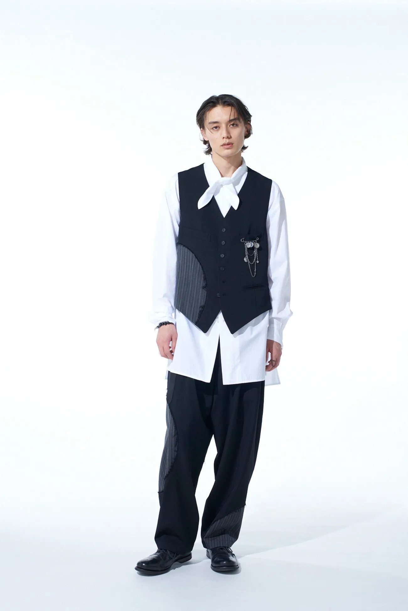 WASHER WOOL GABARDINE CUT-OUT STRIPED VEST sold by Yohji Yamamoto product image thumbnail 3