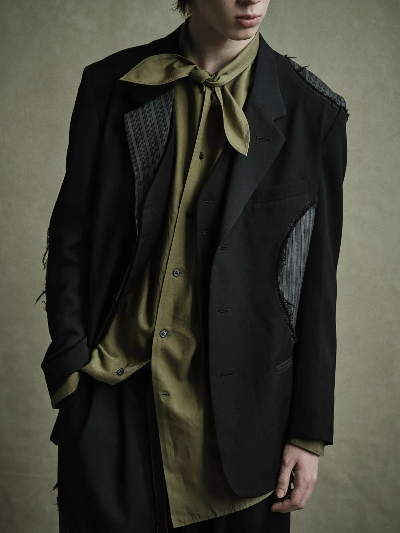 WASHER WOOL GABARDINE CUT-OUT STRIPED VEST sold by Yohji Yamamoto product image thumbnail 2