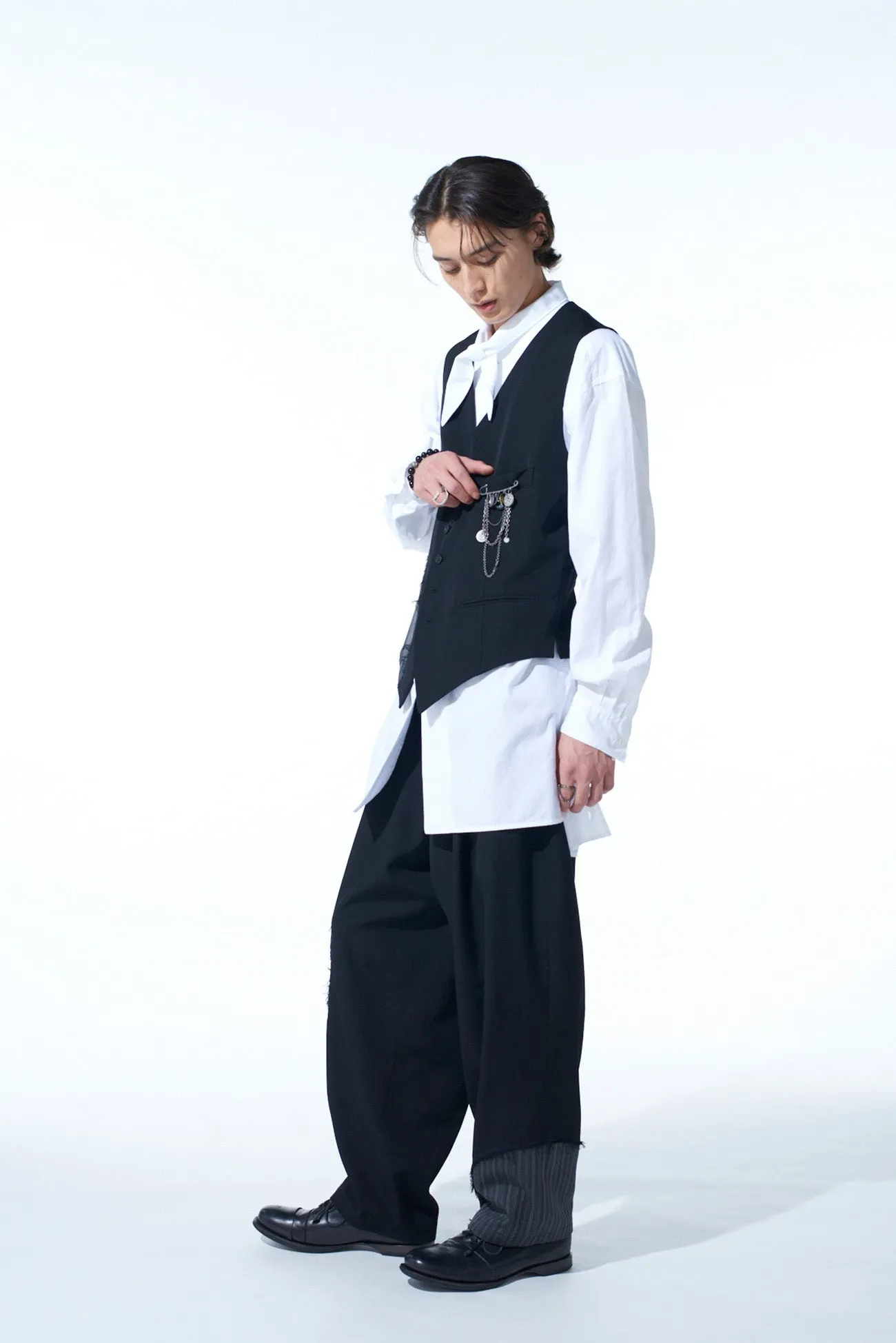 WASHER WOOL GABARDINE CUT-OUT STRIPED VEST sold by Yohji Yamamoto product image thumbnail 4