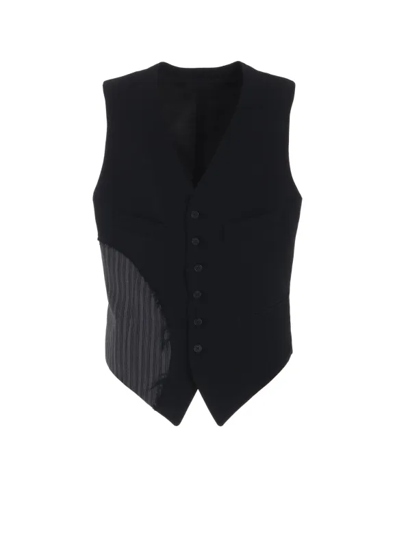 WASHER WOOL GABARDINE CUT-OUT STRIPED VEST sold by Yohji Yamamoto