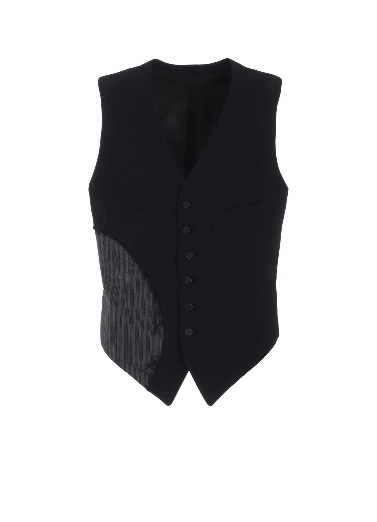 WASHER WOOL GABARDINE CUT-OUT STRIPED VEST sold by Yohji Yamamoto