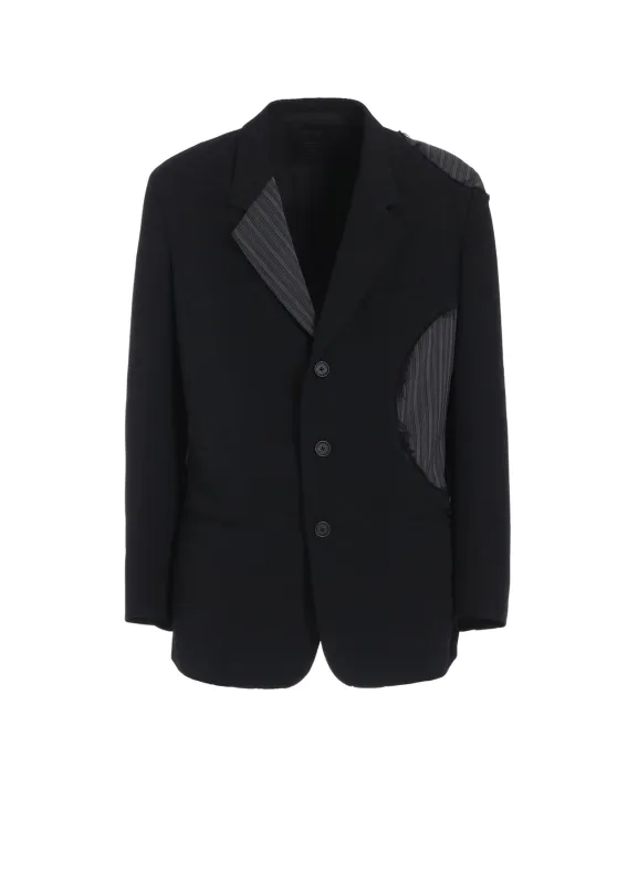 WASHER WOOL GABARDINE CUT-OUT STRIPED JACKET sold by Yohji Yamamoto