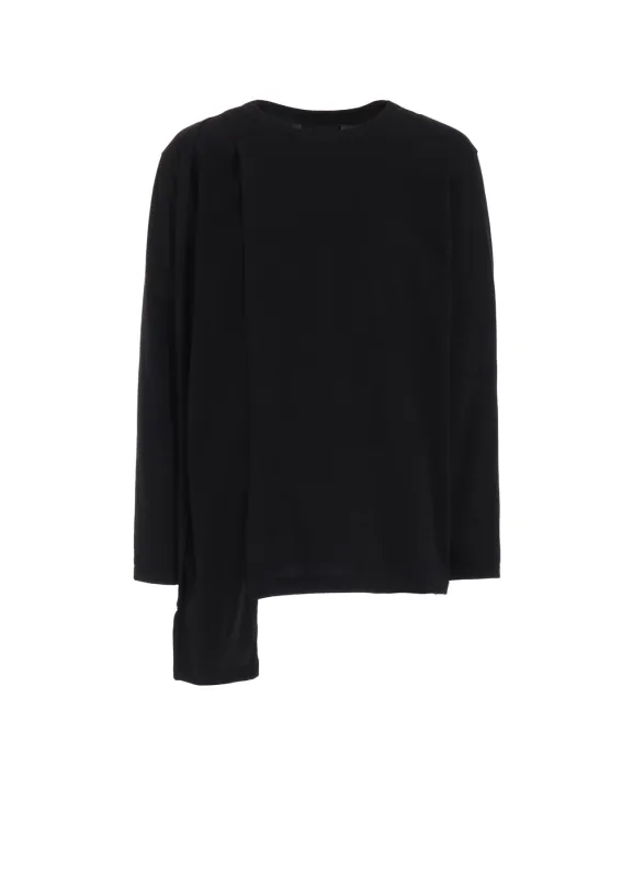 COTTON JERSEY+CRAPE de CHINE ASYMMETRICAL L/S T-SHIRT sold by Yohji Yamamoto