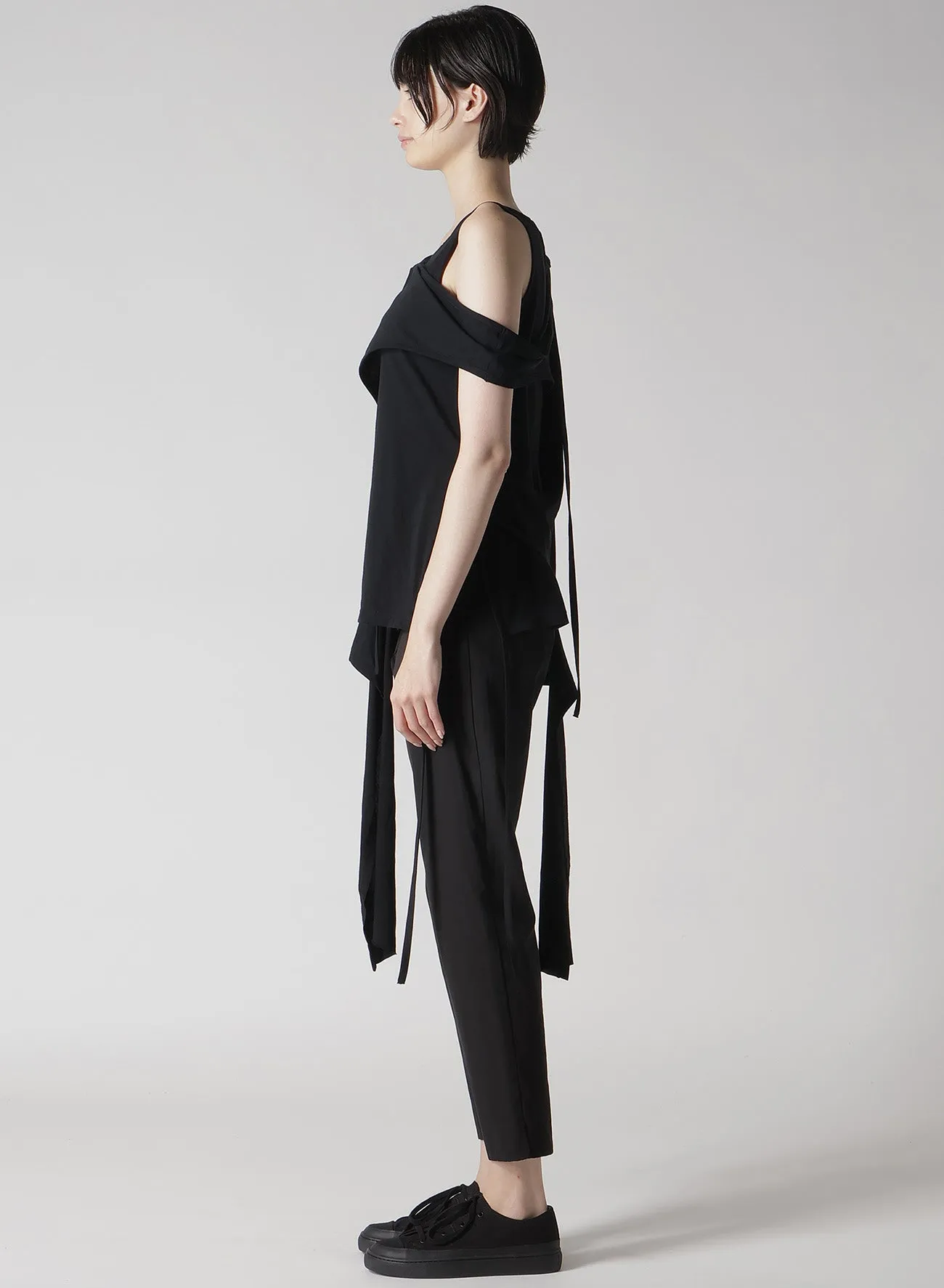 56/-COMPACT SINGLE JERSEY ASYMMETRY LAYERED SSV T sold by Yohji Yamamoto product image thumbnail 4