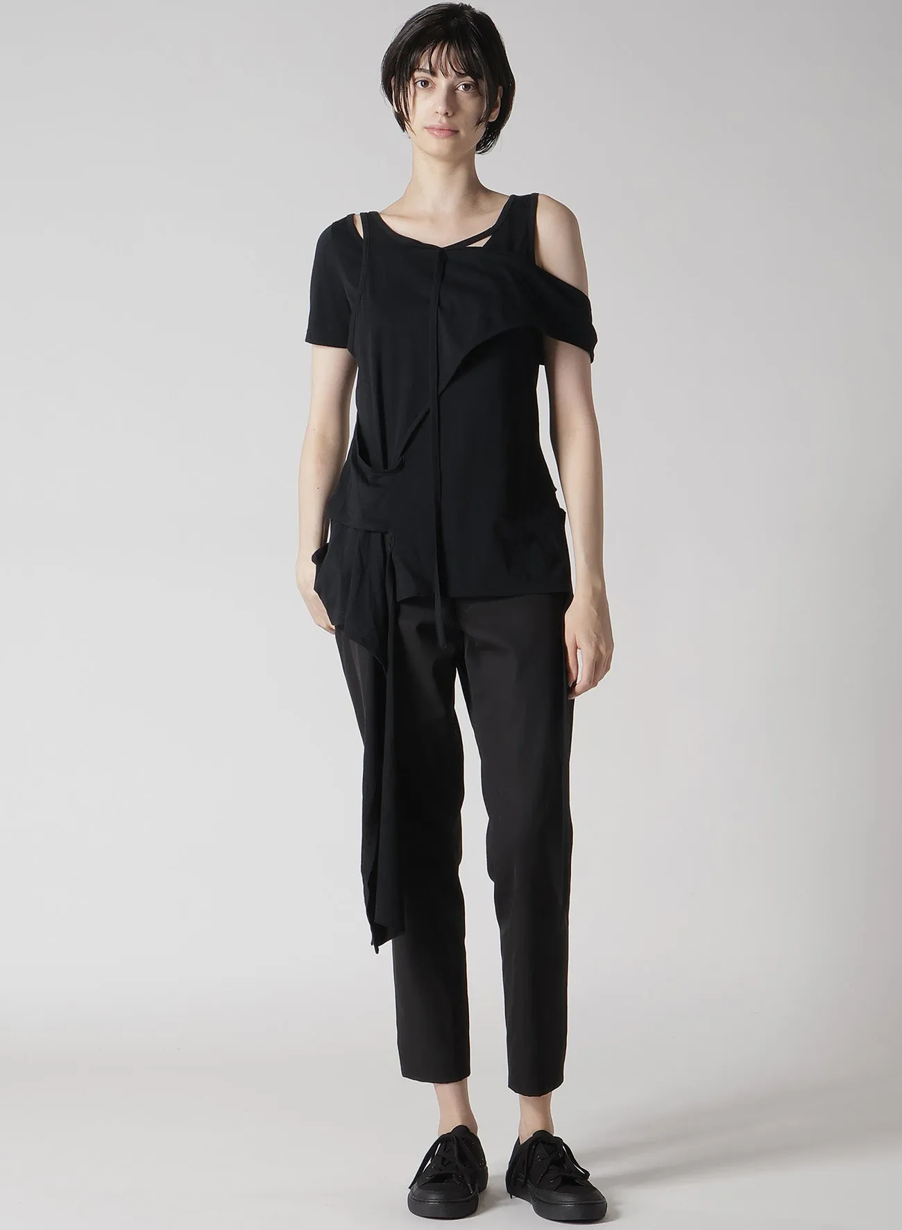 56/-COMPACT SINGLE JERSEY ASYMMETRY LAYERED SSV T sold by Yohji Yamamoto product image thumbnail 3