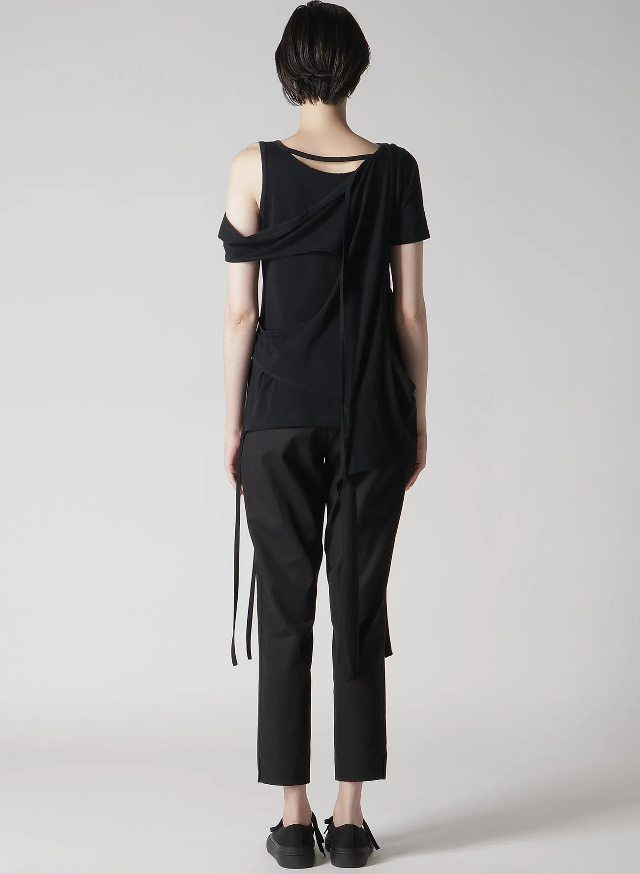 56/-COMPACT SINGLE JERSEY ASYMMETRY LAYERED SSV T sold by Yohji Yamamoto product image thumbnail 5