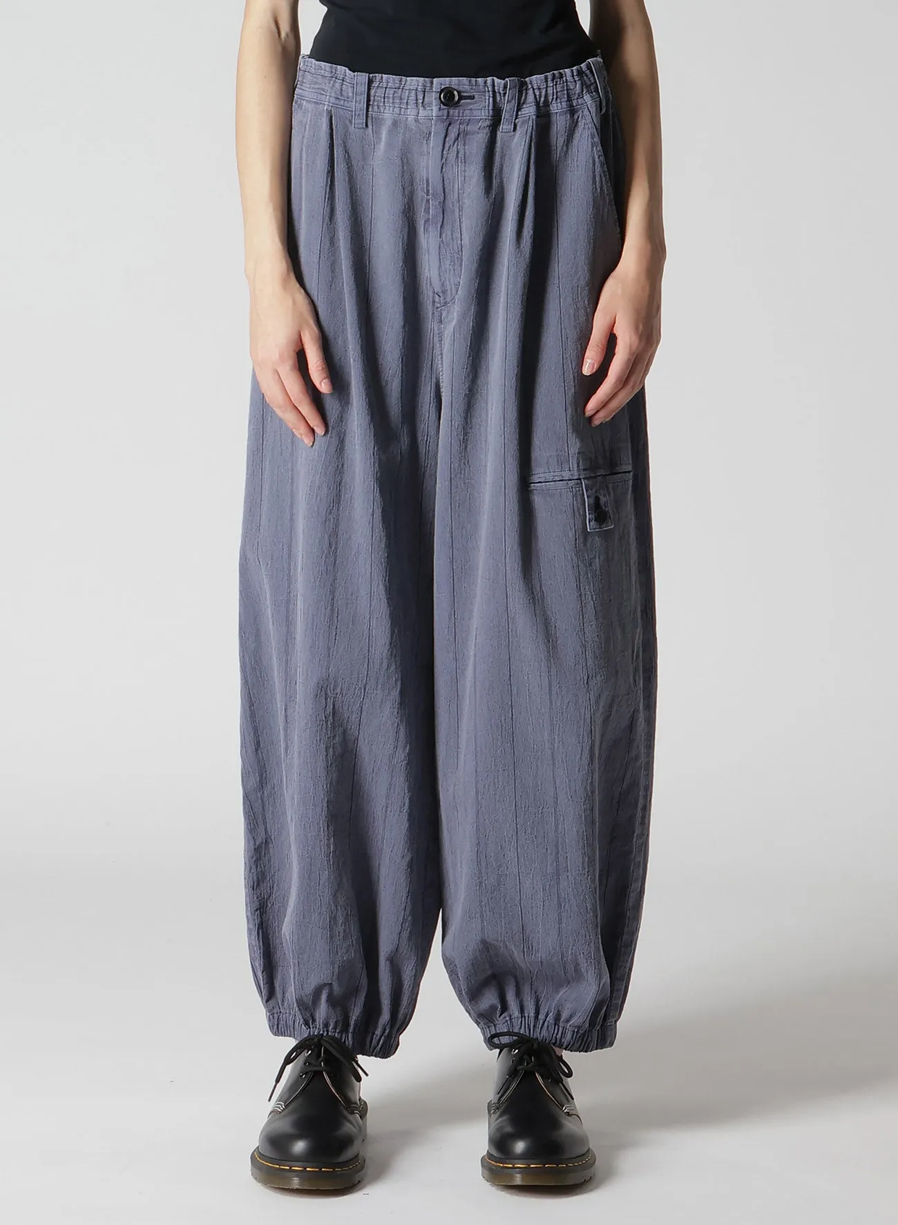 WASHER STRIPE ELASTIC HEM PANTS sold by Yohji Yamamoto product image thumbnail 4