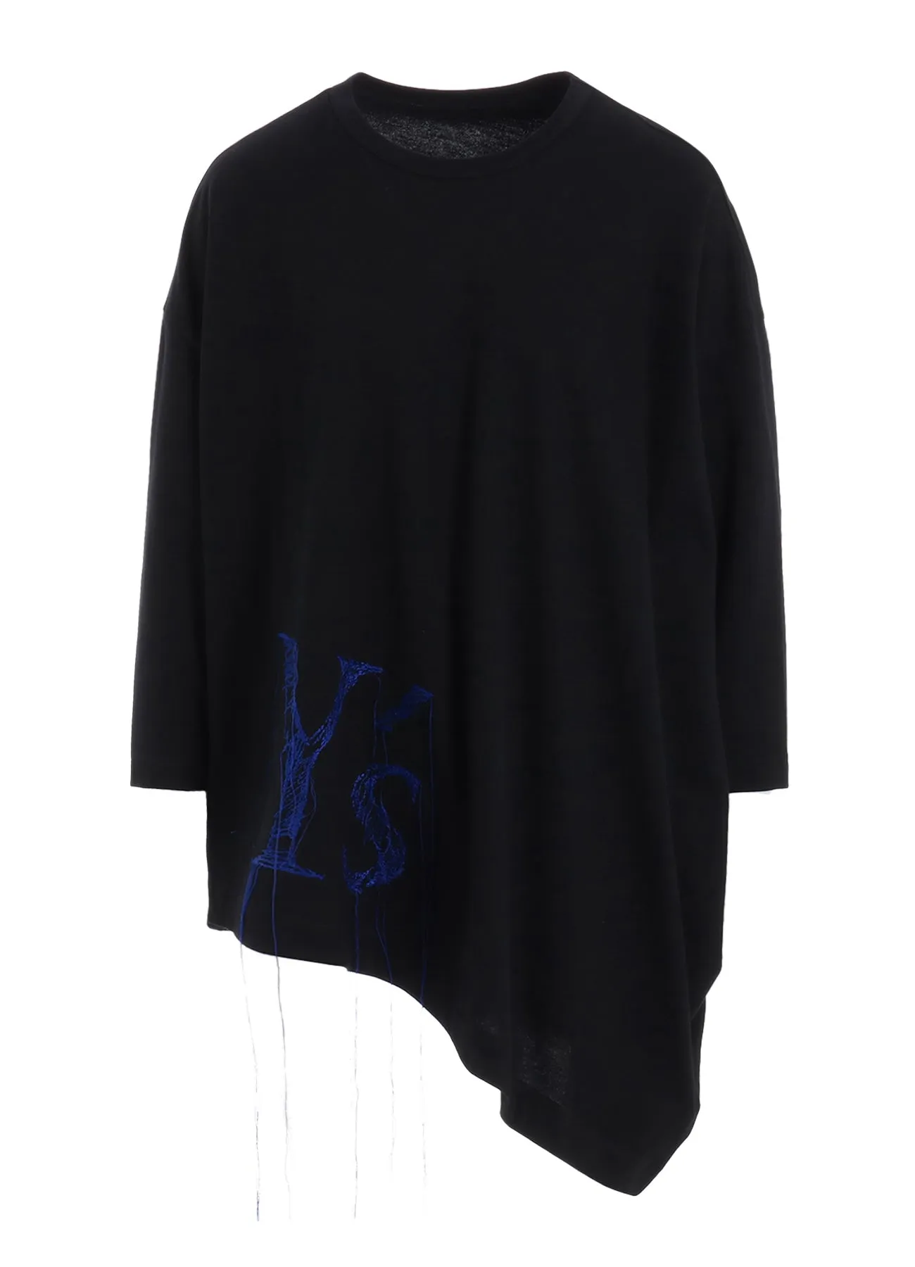 COTTON JERSEY Y'S LOGO STITCH ASYMMETERIC DRAPE T sold by Yohji Yamamoto product image thumbnail 2