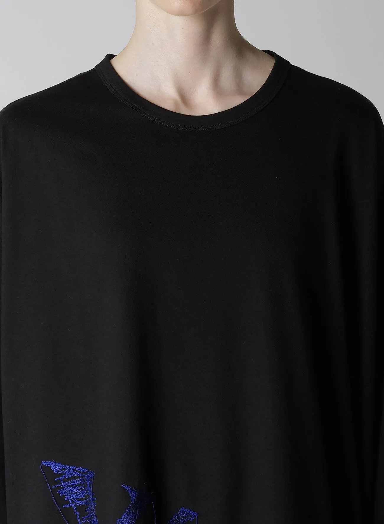COTTON JERSEY Y'S LOGO STITCH ASYMMETERIC DRAPE T sold by Yohji Yamamoto product image thumbnail 5