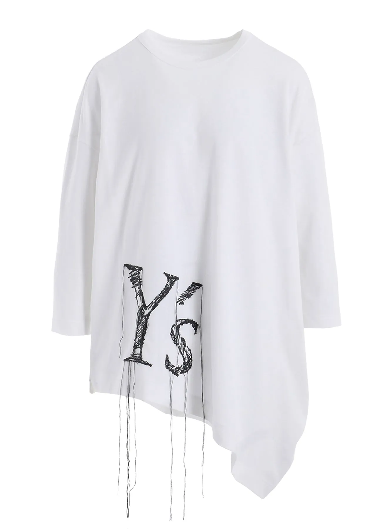 COTTON JERSEY Y'S LOGO STITCH ASYMMETERIC DRAPE T sold by Yohji Yamamoto product image thumbnail 2